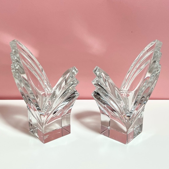 Vintage retro Art Deco crystal funky candlestick holders